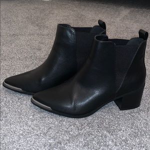 Black leather booties